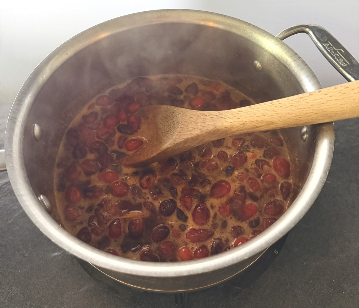 Cardamom Cranberry Sauce simmering